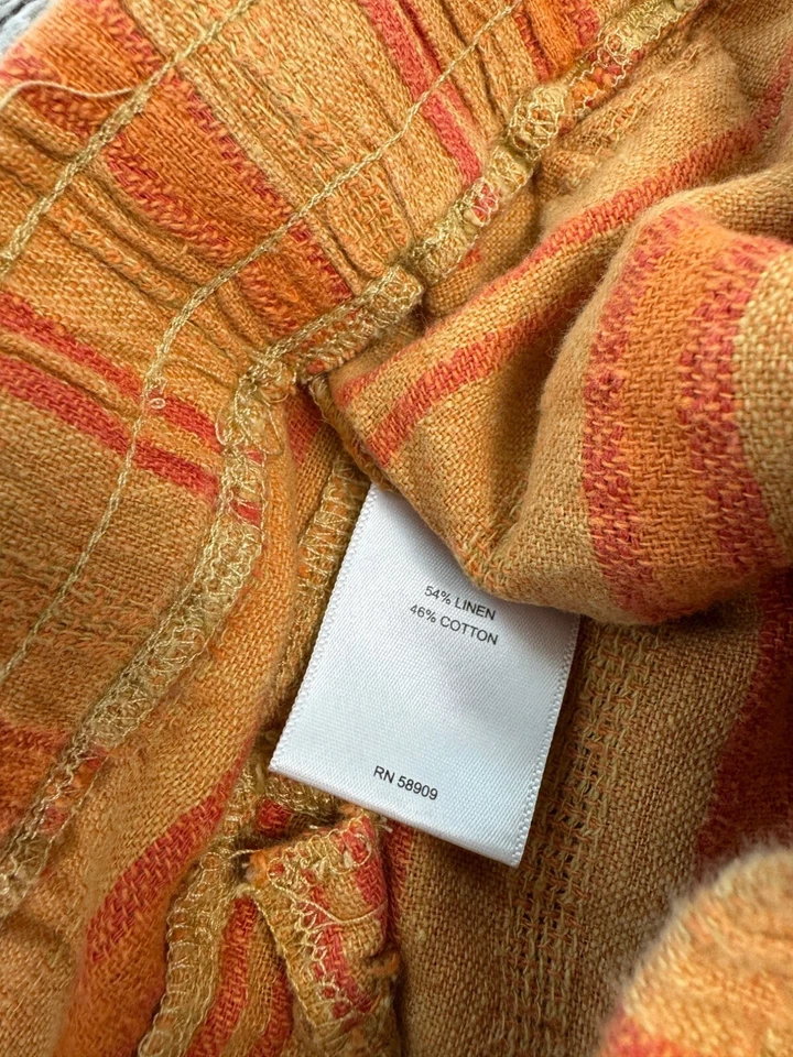 Pantalones Cortos Chelsea Violeta Para Mujer Medianos Naranja Rayas Lino Flecos Borla Sudor Boho Foto 4 de 4