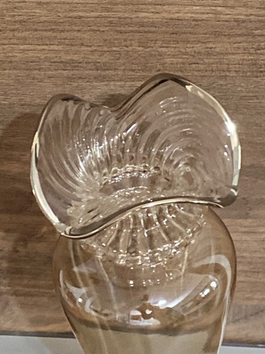 Vaso vetro ambrato soffiato argento 925 ACCA Argenteria alt. 32 base 10 cm NUOVO - Foto 6 di 7