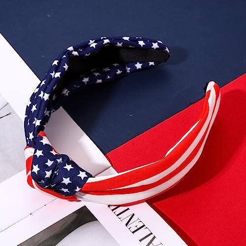 American Flag Knotted Headbands for Women 4th of A USA Knot Hairband Earring - Picture 7 of 7