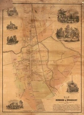 18" x 24" 1854 Map of Map of the borough of Woodbury, N.J.