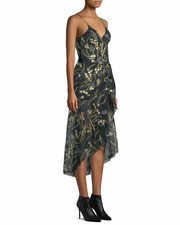 Blue Floral Semi Sheer Midi Dress Size 