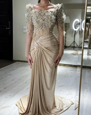 long sleeve sequin formal hand beaded dress reviews Aleya Long Sleeve Beaded Dress main image 0