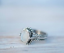 925 Sterling silver Natural Moonstone Ring Gemstone Women Jewelry For Her M 10