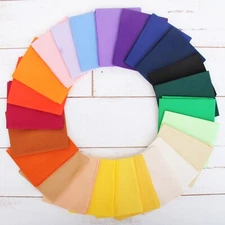 Threadart Fat Quarter Bundles Set - 24 Rainbow/Pastel Solids 100% Cotton Fabric