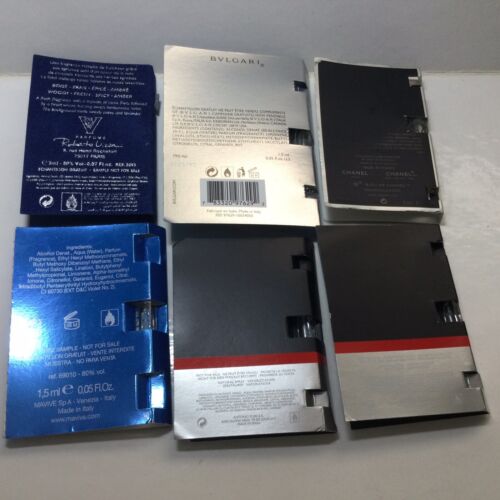 Bulk lot of 6 Men’s Perfume Samples Chanel, Prada, Bulgari Man and More, New - Picture 2 of 2