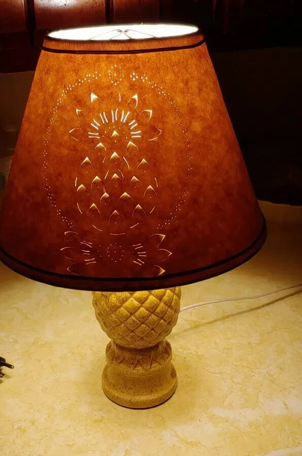 Ceramic Yellow Pineapple Table Lamp With Pineapple Shade Light Goes Through