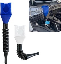 2 PCS Car Flexible Draining Oil Snap Plastic Funnel, Fuel Funnel Auto Blue White