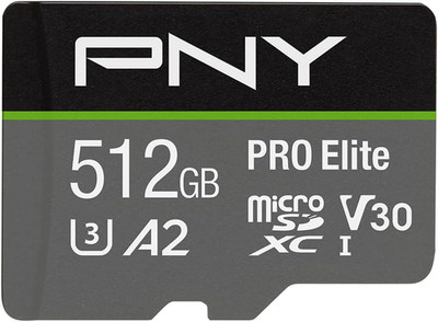 P-SDUX512U3100PRO-GE 512GB PRO Elite Class 10 U3 V30 Microsdxc Flash Memory Card