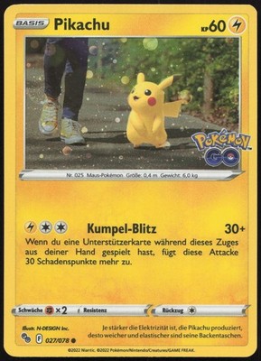 Pokémon Pikachu Cosmos Holo SWIRL Pokémon GO 027/078 NM DE