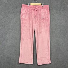 Juicy Couture Pants Womens XL Pink Velour Sleepwear Rhinestone Lounge Y2K pocket