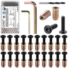 30 Sets M6x16mm Furniture Screw Nut,M6x10mm Threaded Inserts for Wood,Connector 