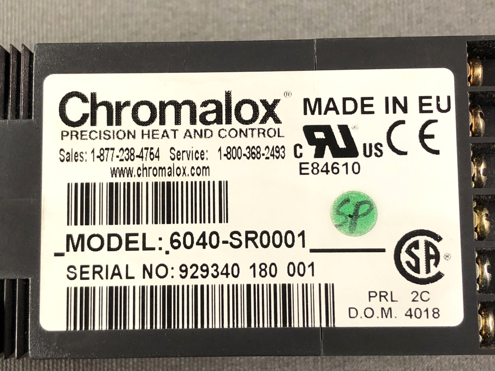 Chromalox 6040-SR0001 Temp./Process Controller 1/16 DIN Univ. Input 24-48V AC/DC