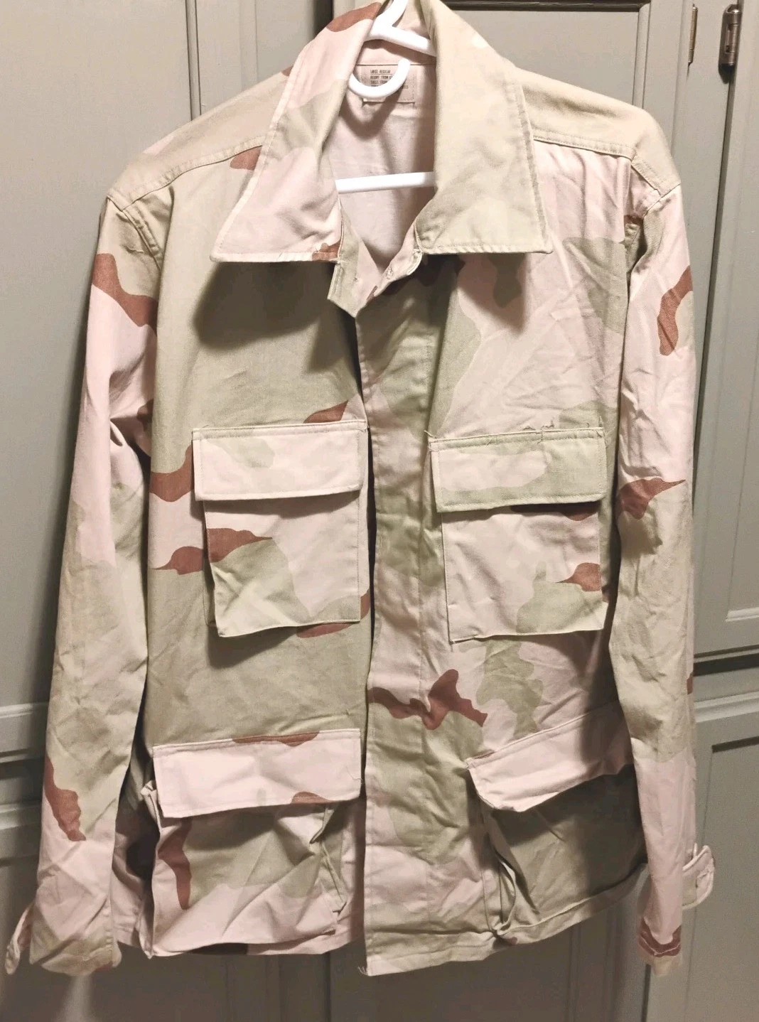 Vintage 90s Desert Storm Combat Button Up Large Regular Desert Camo US Military