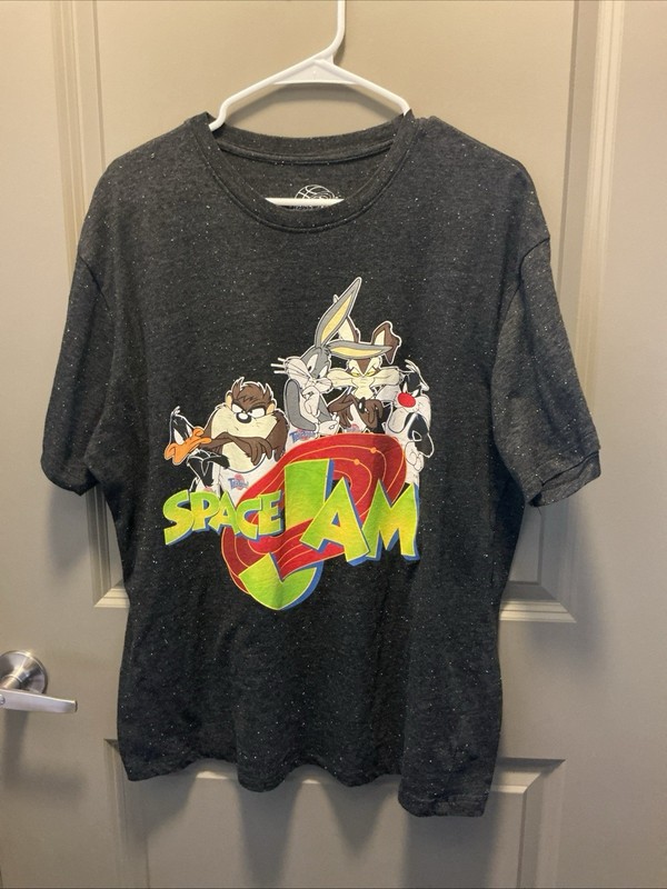 Unisex XL Vintage 1990’s Space Jam Gray Confetti Color Design Character Tee