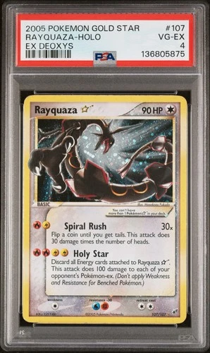 PSA 4 RAYQUAZA GOLD STAR 107/107 | EX Deoxys Holo Graded English Pokemon Card