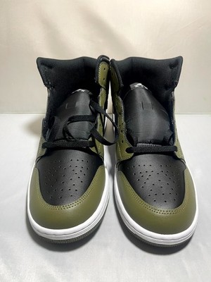 Nike Air Jordan 1 Mid Sneakers Men's Size 13 Olive Leather Lace Up DQ8426-092