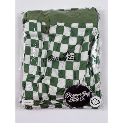 Dream Big Little Co. Men's Green/White Checkered Bamboo Long Dream Pants - XL