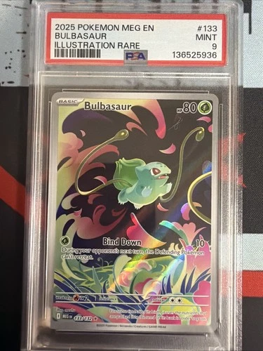 PSA 9 BULBASAUR 133/132 ILLUSTRATION RARE MEGA EVOLUTION POKEMON 🍃