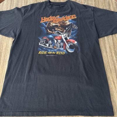 Vintage Harley Davidson 3D Emblem Ride With the Wind XXL T-Shirt