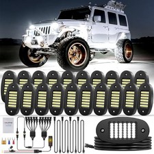 20 Pods White Rock Light Kit with Wired Switch - 6500K 20 Pods with Wire Set
