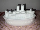 Vintage Milk Glass Battleship On Nest Candy Dish Trinket Holder *Tiny Chip