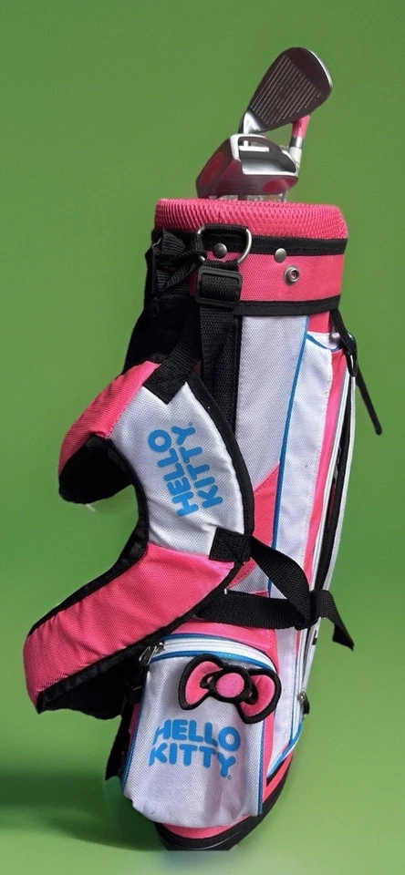 Bolsa de golf Hello Kitty rosa juvenil y 3 palos talla junior edades 3-5 mochila correas Foto 4 de 4