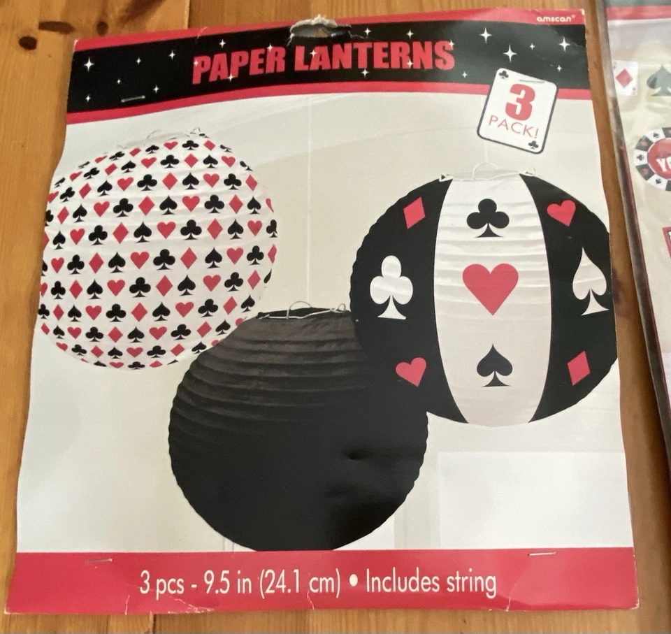 Lote de 9 paquetes de linternas de papel para puerta de mesa y fiesta de noche de casino Foto 4 de 4