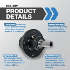 New Stens Spindle Assembly 285-597 for Scag 461663