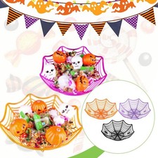 3x Halloween Spider Web Candy Bowls Set Snacks Trays 10.6x10.6inch Reusable
