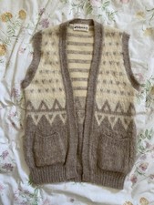 Vintage Icelandic Nordic Pure Wool Cardigan Waistcoat Women's Fits Uk 8-10 VGC