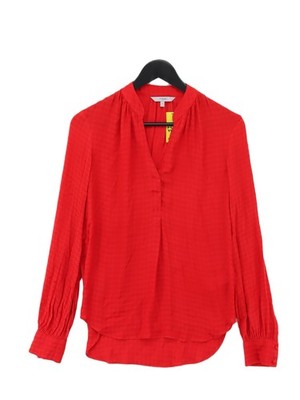 Next Damen Bluse UK 8 rot kariert 100% Polyester Langarm V-Ausschnitt Basic