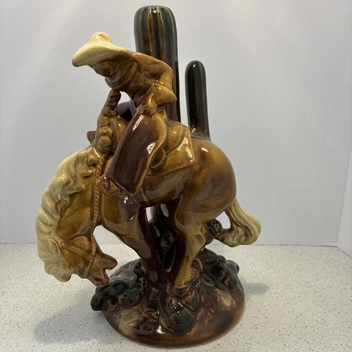 Haeger Cowboy On Horse With Cactus
