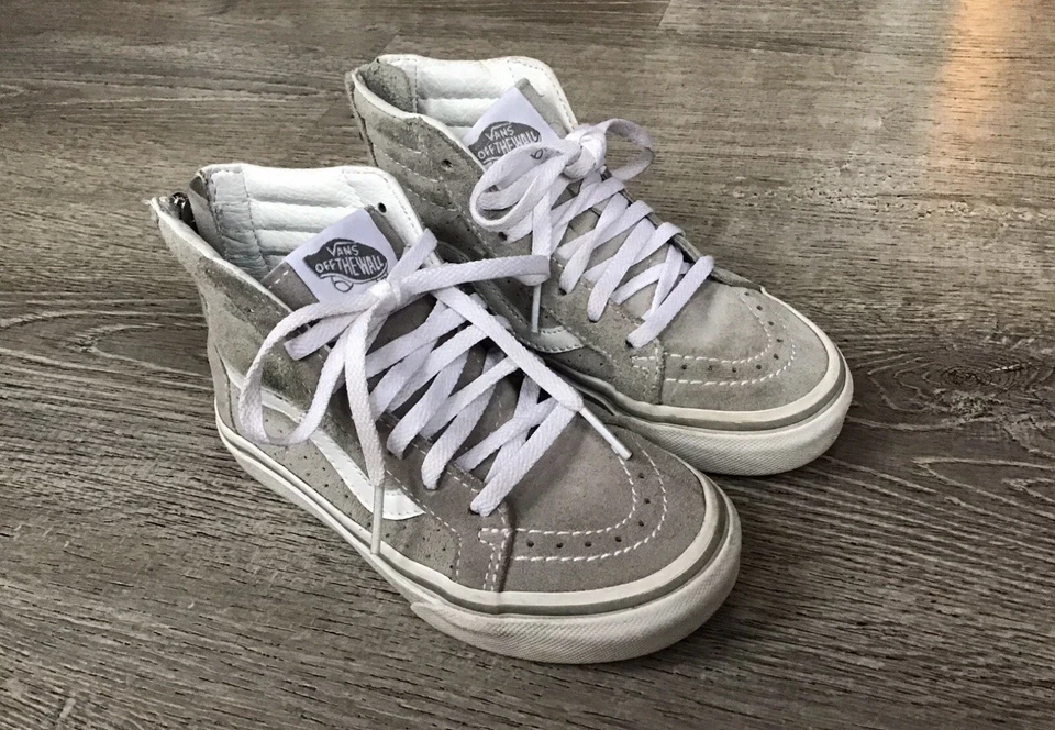 范斯 Old Skool 青年灰色运动鞋 12 码拉链鞋 721454 男孩 孩子 — 第 2/4 张图片