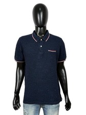Polo Tommy Hilfiger Uomo Manica Corta Cotone Blu Fantasia Pois Taglia XL
