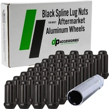 Black M14x2.00 Lug Nuts For Aftermarket Wheels Closed End XL Spline Set of 32