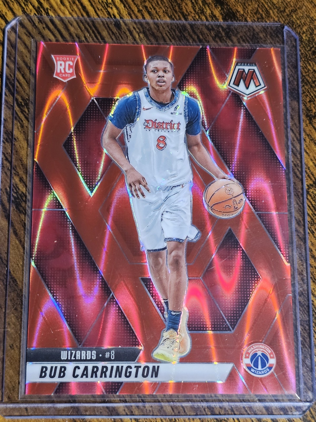 2024-25 Panini Mosaic #206 Bub Carrington RC Red Seismic Prizm #d 037/299 SSP