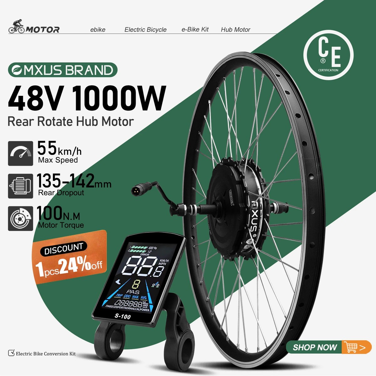 Electric Bike Conversion Kit 48V 1000W GDR-19 Rear Hub Motor Wheel