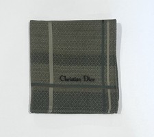 Handkerchief Man Christian Dior Windowpane plaid Check Pocket Square Cotton 18  