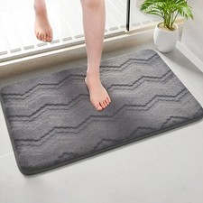 Memory Foam Bathroom Rugs Wavy Stripes Soft Absorbent Bath Mat Cozy Microfibe...