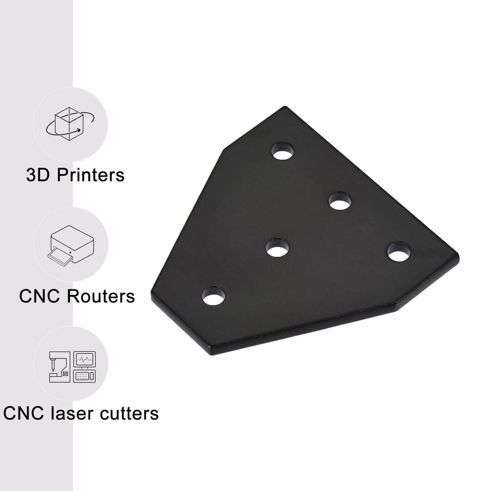 2uds Esquina Soporte Placa T Forma 60x60mm 5 Orificios Junta Kit Aluminio Perfil - Imagen 4 de 4