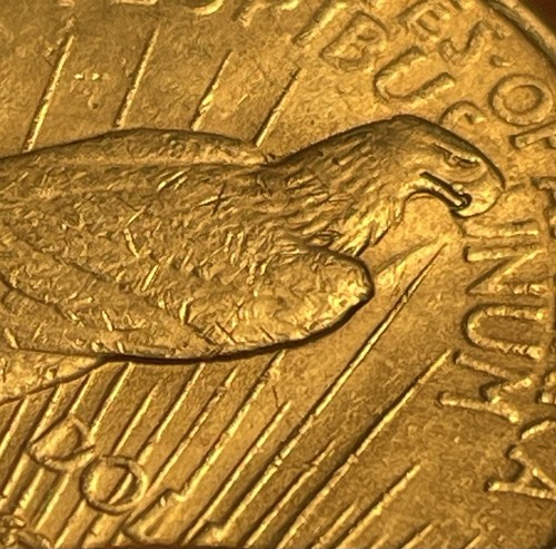 1923-P Peace Dollar Error. Long Die Clash Spike Eagles Right Shoulder. PD-003 - Picture 5 of 10