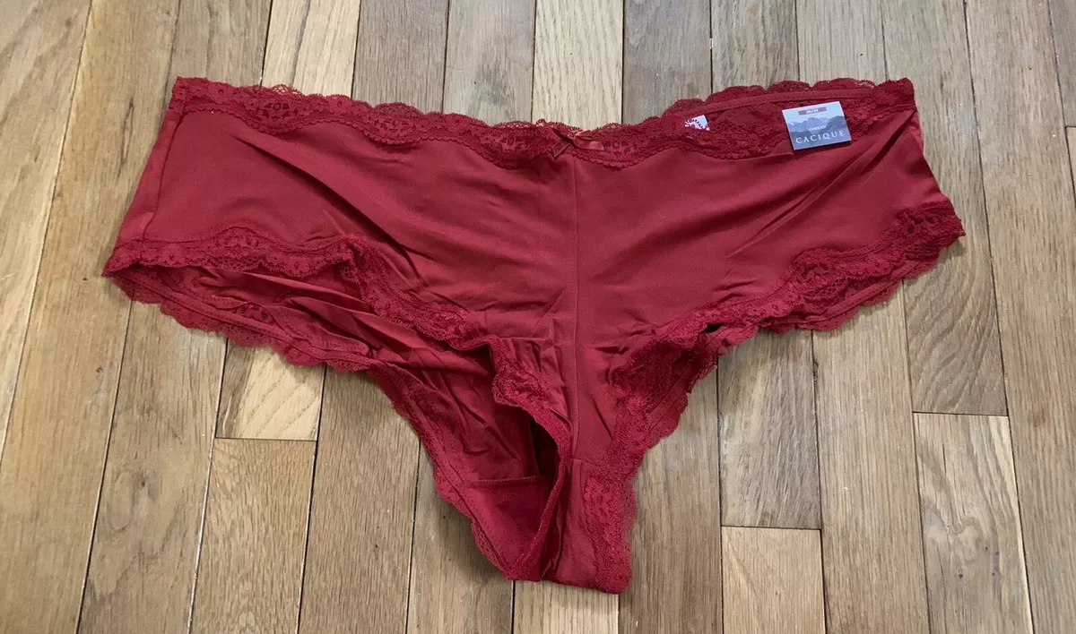 Size 26/28 Lane Bryant Cacique Strappy Back Cheeky Panty Red Lace Maroon  Sexy