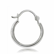 14K Gold 2 mm Small Round Hoop Earrings, 20 mm Diameter Yellow Or White,