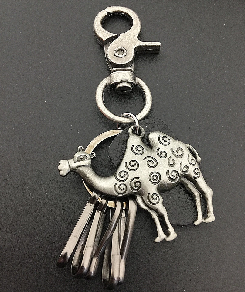 Punk Men's Alloy Camel Animal Leather Metal Belt Loop Keychain Ring - Image 3 of 3