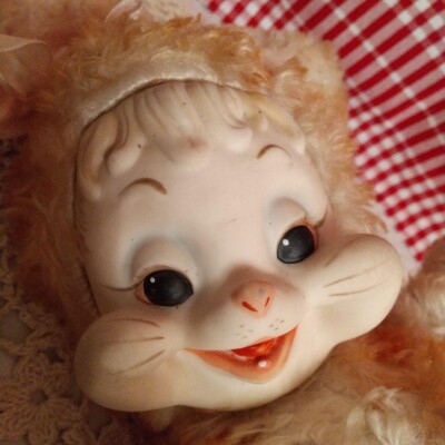 Rushton Rubber Face Plush Toy Rabbit Bunny H:30cm Vintage Doll