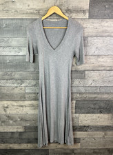 Toast Jersey T Shirt Dress Size UK 10 Grey V Neck Midi Casual Jersey Stretch