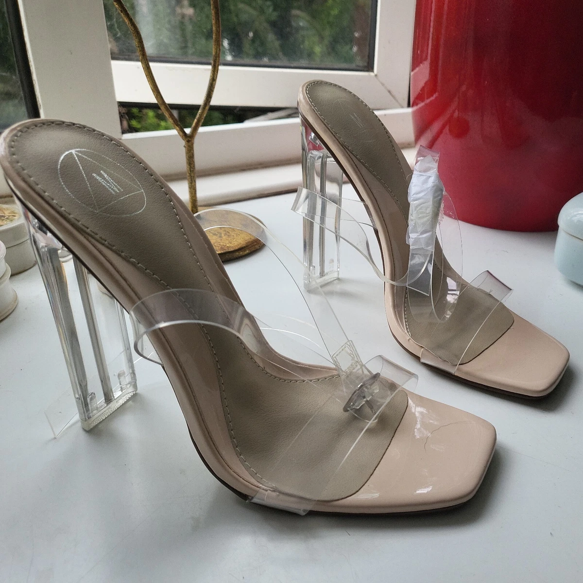 Nude glass heels online