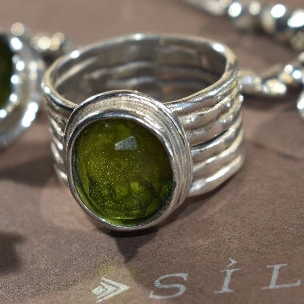 Anillo de plata de ley de vidrio verde Silpada talla 6,5 R1463 collar pendiente a juego Foto 2 de 4