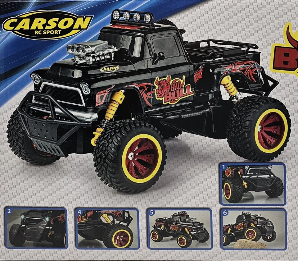 Carson Bad Bull RC Truck 1:16 20 km/h 2WD ferngesteuert LED Beleuch... NEU & OVP - Bild 3 von 4