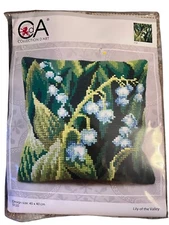 CdA Color Stamped Cross Stitch Pillow Kit Lily Of Valley 5120 New 15x15 In